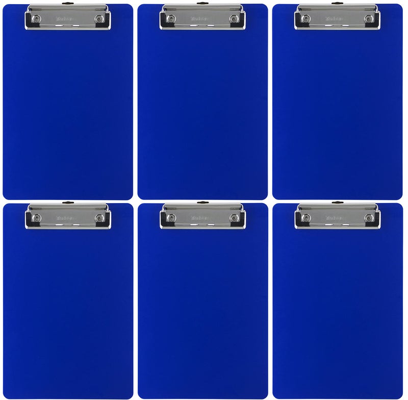 Trade Quest Memo Clipboard 6'' x 9'' Low Profile Clip Plastic (6-Pack) (Dark Blue) - Image 1